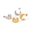 Three Layer Line Design Titanium Steel Earrings For Women Hypoallergenic Gold Fade Resistant Jewelry Ear Studs