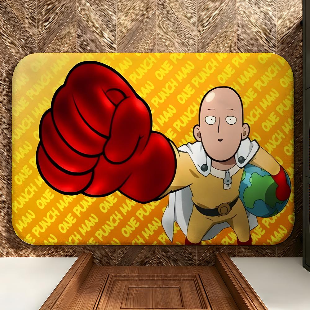 anime O-One-Punch M-Man Floor Mat Soft Flannel Floor Mat Suitable for Entryways, Living Rooms, Bedrooms, and Bathrooms