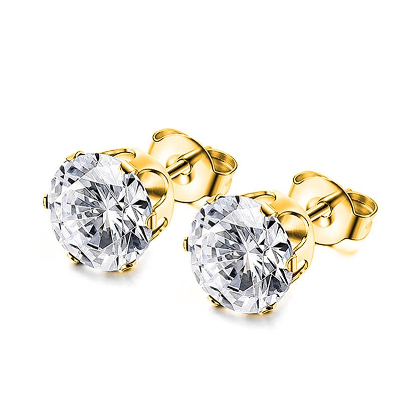 1-2 Pairs Hypoallergenic 316L Stainless Steel Square Round CZ Stud Earrings Sensitive Ear Studs Jewelry Set for Men Women 3-8MM