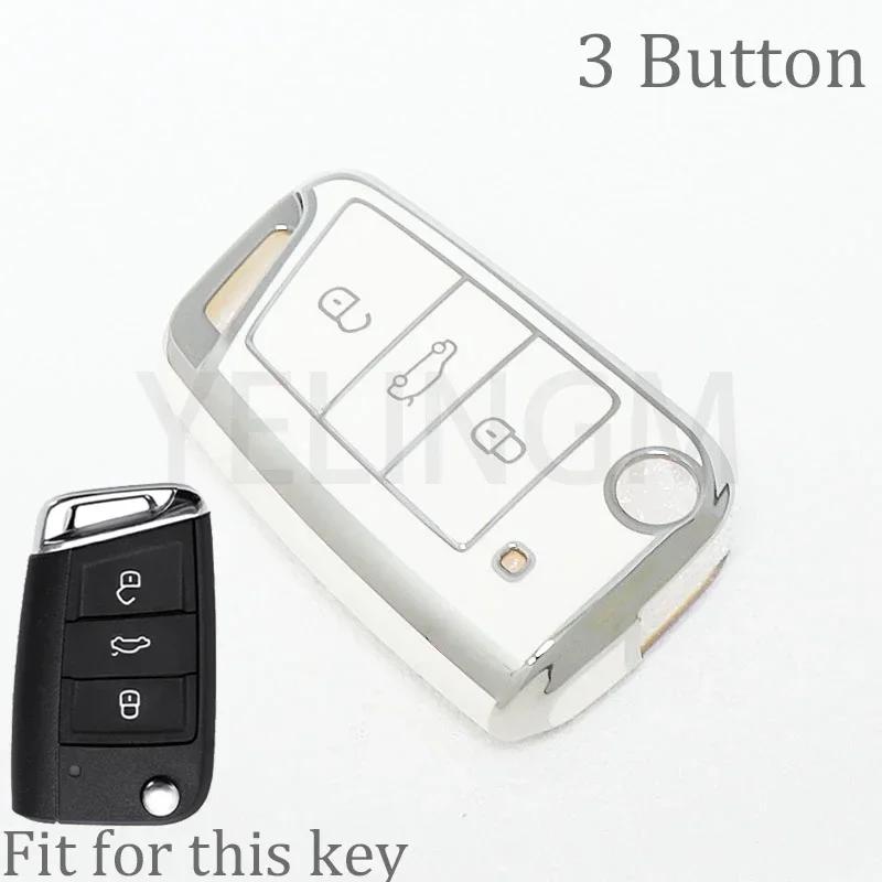 TPU Car Shell Fob Key Case Full Cover For VW Volkswagen Golf 7 MK7 Tiguan MK2 For SEAT Ateca Leon FR 2 Ibiza For Skoda Octavia
