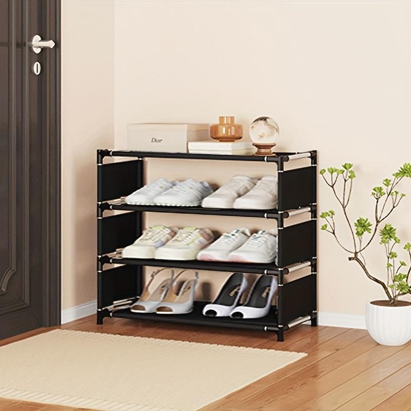 

[Черная обувница] Штабелируемая черная обувница | Многоярусная отдельно стоящая полка для хранения обуви, Подходит для прихожей, гардеробной, спальни, коридора, балкона 4 Layers чёрный