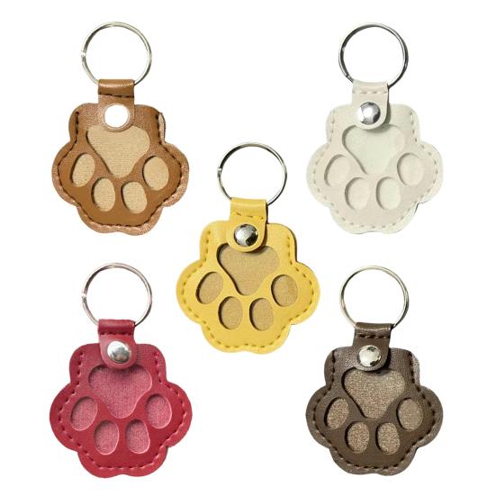 Faux Leather Pet Memorial Keychain Paw Shaped Keepsake Key Chain Easy to Use Pet Hair Storage Bag Key Holder