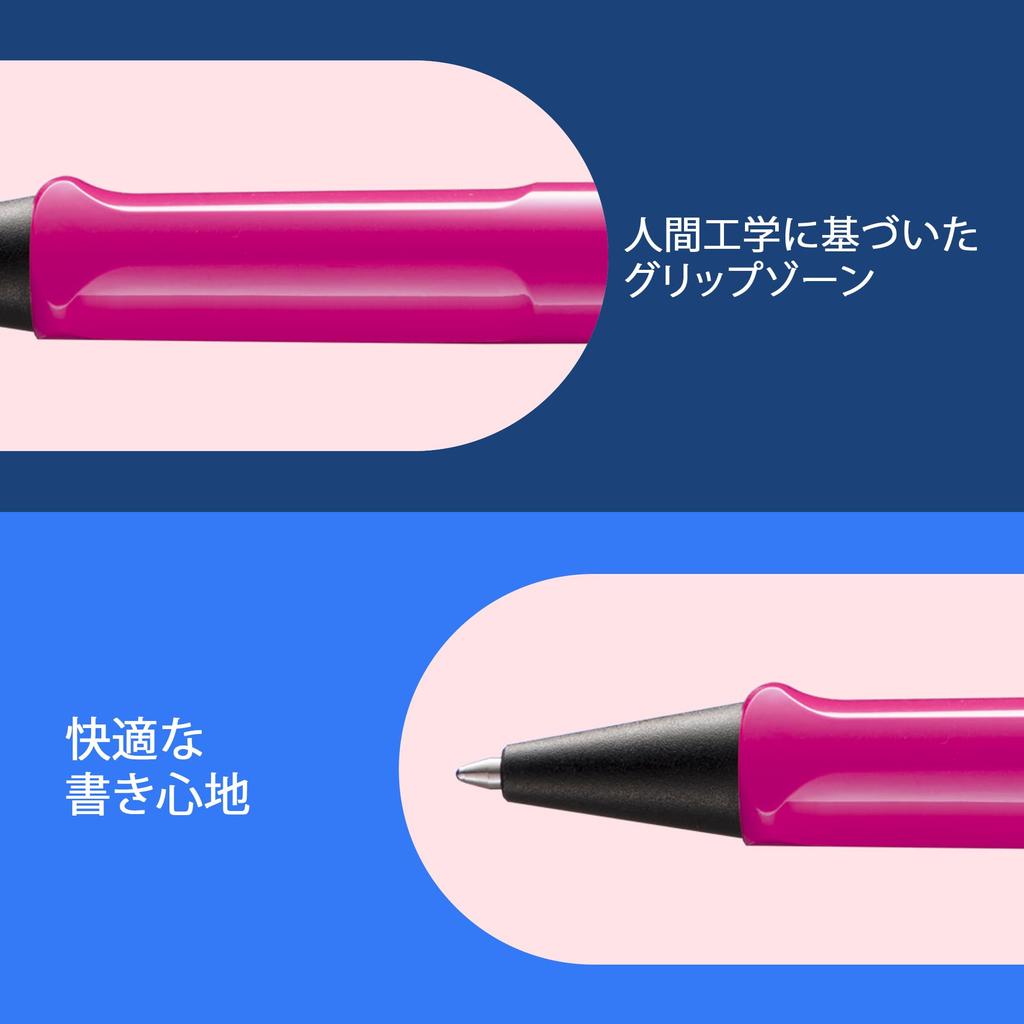 Lamy Safari Pink Ballpoint Pen Ergonomic Grip Line Width M Comfortable for Long Writing Hours Made of Durable ASA Plastic Includes Large Capacity