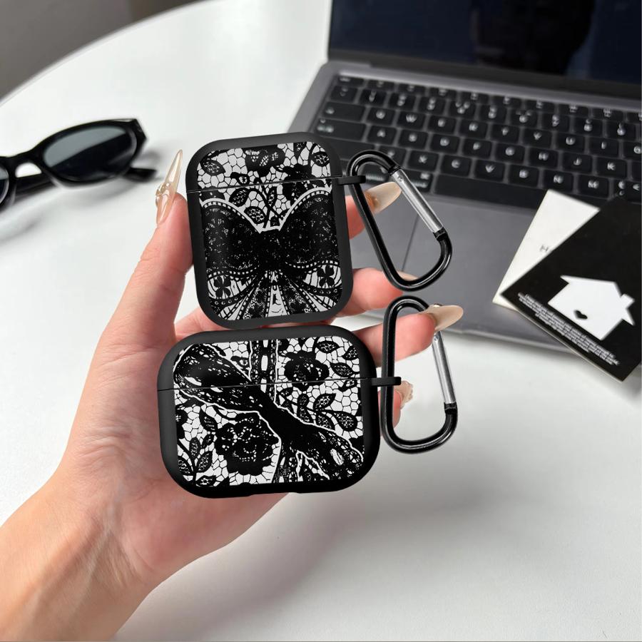 Earphone Cases Cover Case For Airpods Pro 2 3 Pro3 Pro2 1 4 Black Lace Fashion