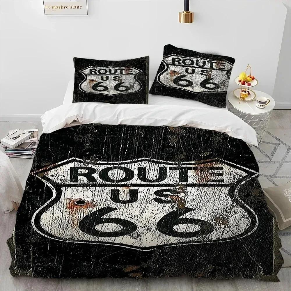 TOP Historic Route 66,Mother Road,Comforter Bedding Set,Duvet Cover Bed Set Quilt Pillowcase,king Queen Size To Bedding Set