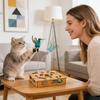 Cat Puzzle Toy Wooden Scratcher With Balls Nail File Scratch Pad Maze For Boredom Training Living Room Bedroom Mealtime Home