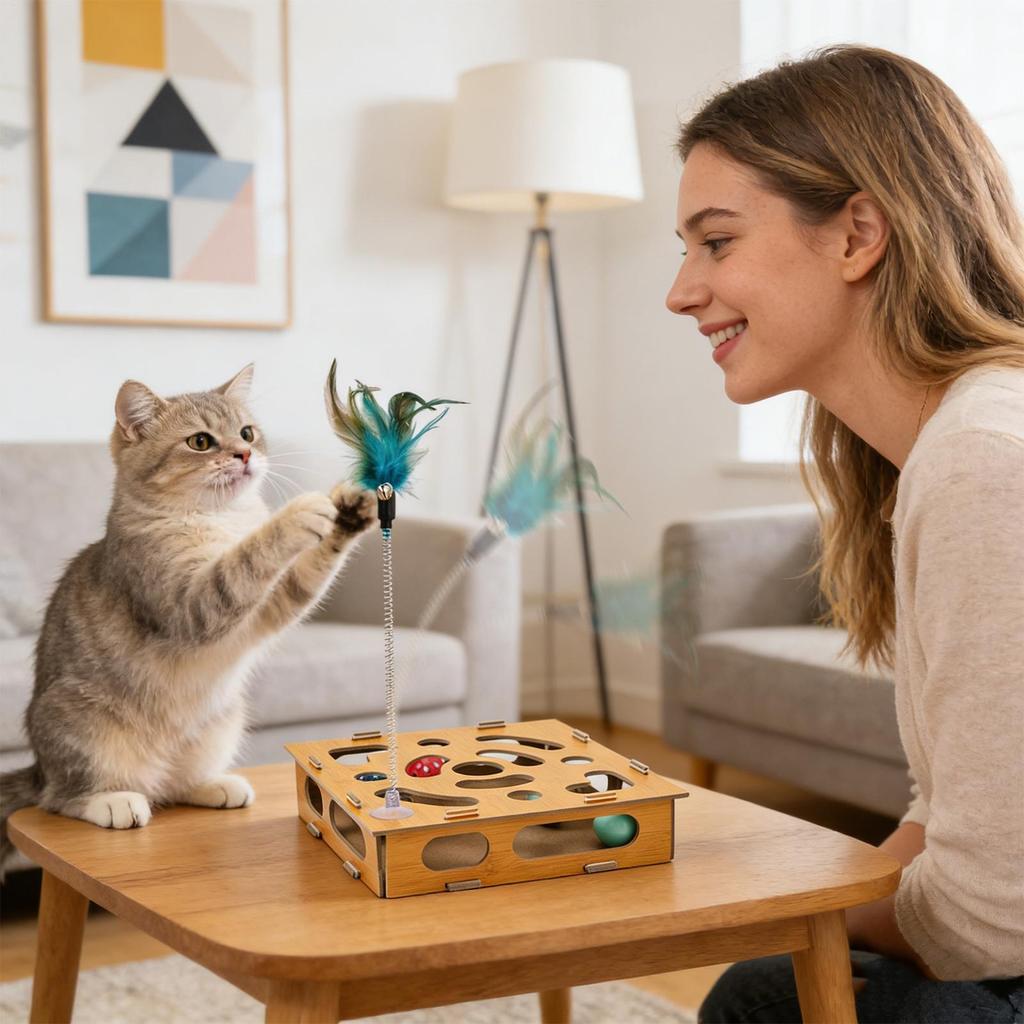 Cat Nail File Enrichment Box Scratching Puzzle Pet Supplies Indoor Kitten Enrichment Maze Box For Boredom Training Living Room
