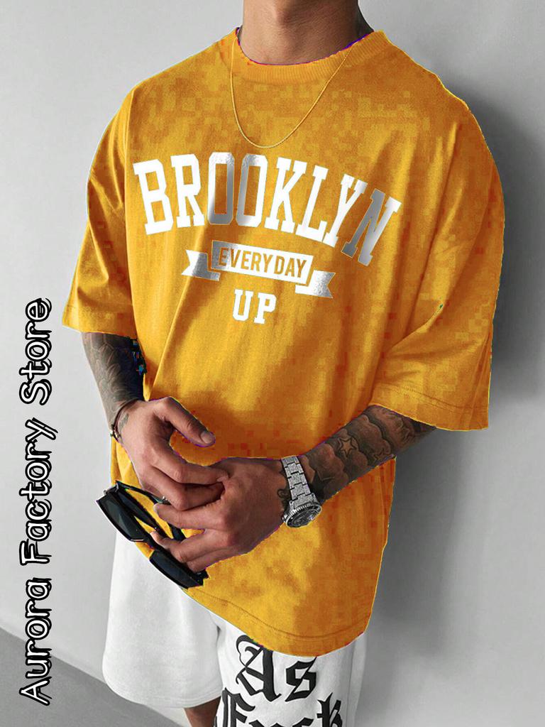 Sommer Herren Baumwoll T-Shirt Brooklyn Druck Tops Tees Männermode Buchstaben Camiseta Kurzarm Kleidung Harajuku Streetwear