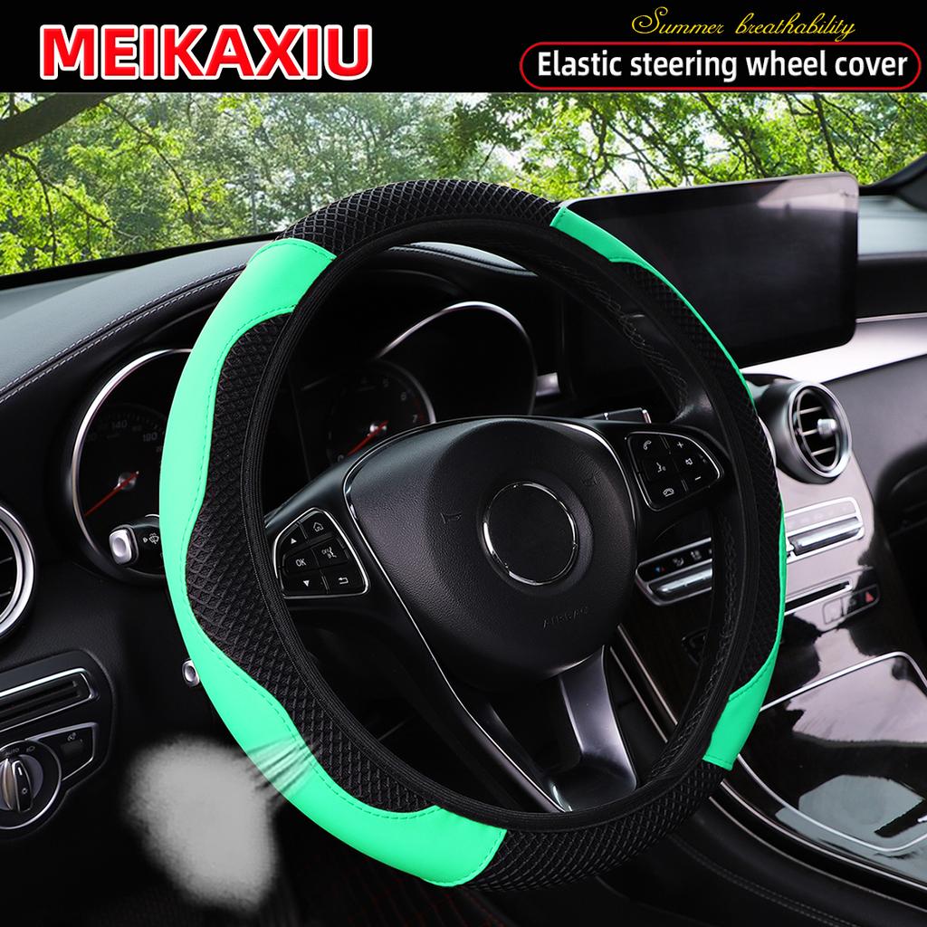 3D Mesh PU Leather Steering Wheel Cover for Women Rimless Design Car Accessory Innovative Decorative 37-38CM Three-Dimensional