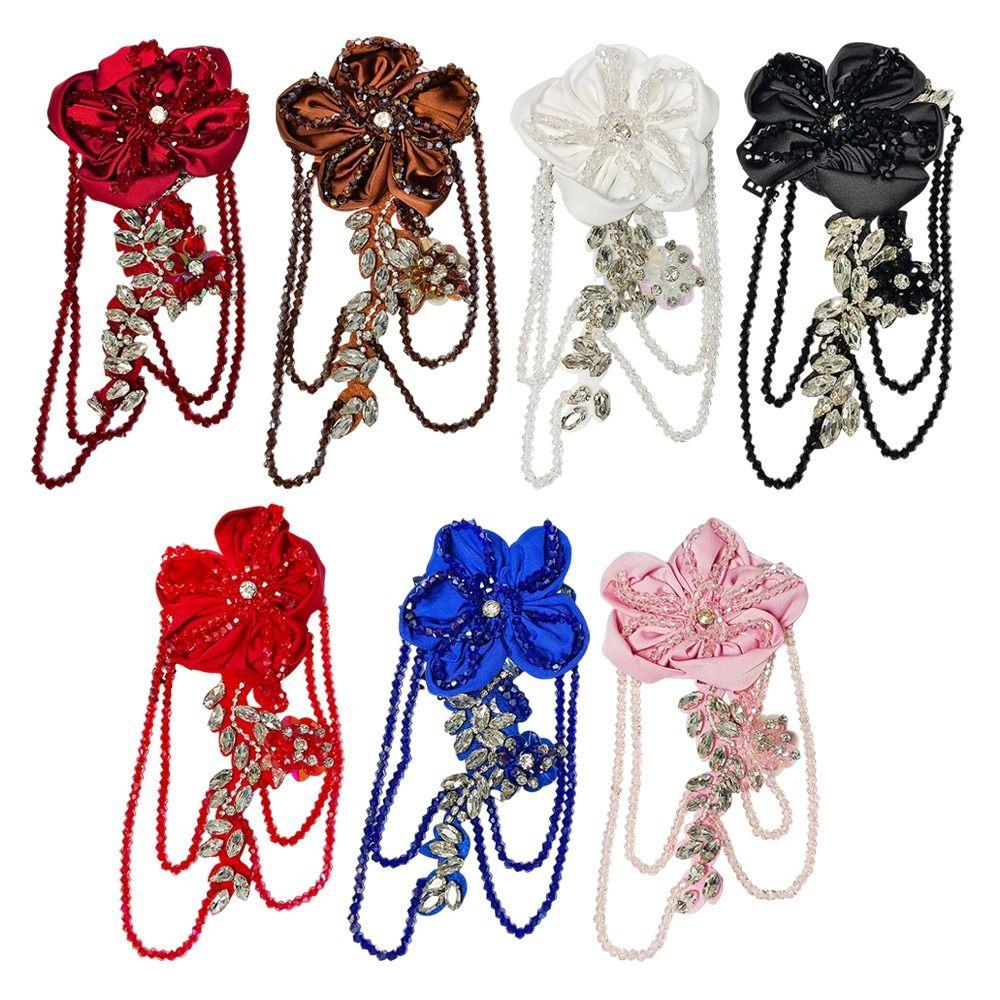 Cloth Crystal Tassel Hand Sewn Handmade Flower Cloth Appliqué Flower Accessory DIY
