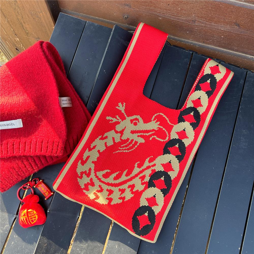 Knitted Mobile Phone Bag For Women In Spring And Autumn Cute Cartoon Versatile One Shoulder Diagonal Cross Bag Travel Coin Purse Small Handbag