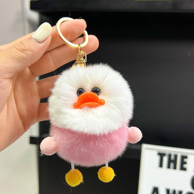 Plush Duckling Keychains Cute Cartoon Doll Keyring Soft Duck Key Chain Pendant For Women Girls Bag Car Trinket Gifts