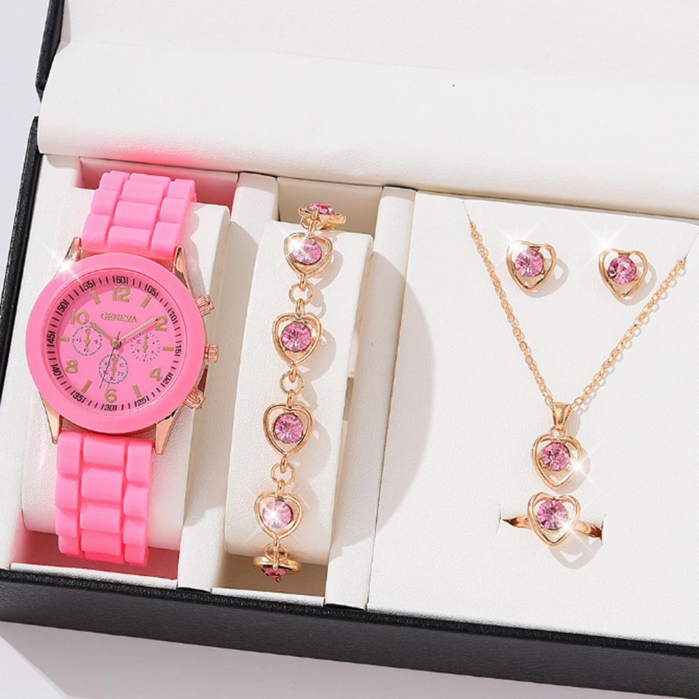 Popular Luxury Set, Bracelet Watch, Diamond-Encrusted Women'S Five-Piece Gift Box, Quartz Watch