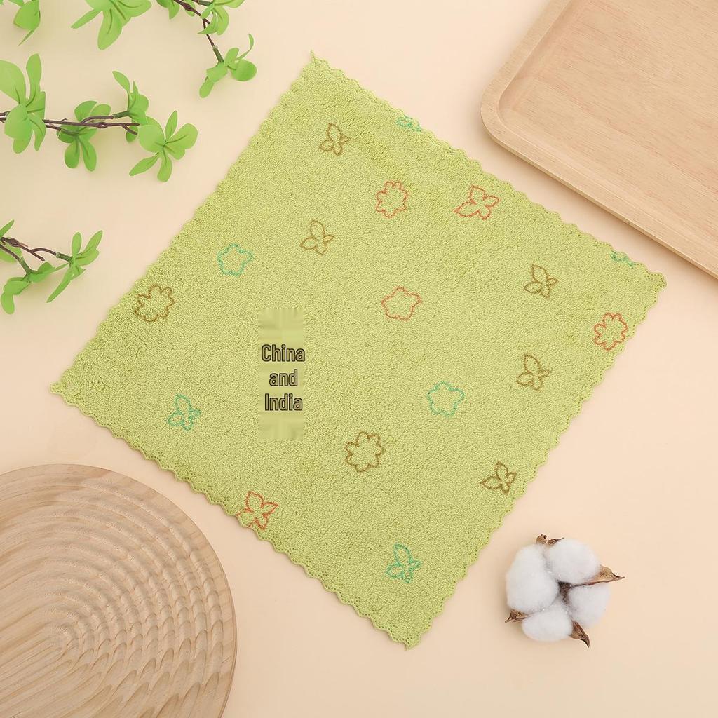 Coral Fleece Absorbent Kitchen Dishcloth - Small, Thick, Easy-to-Use Hand Towel for Dishwashing