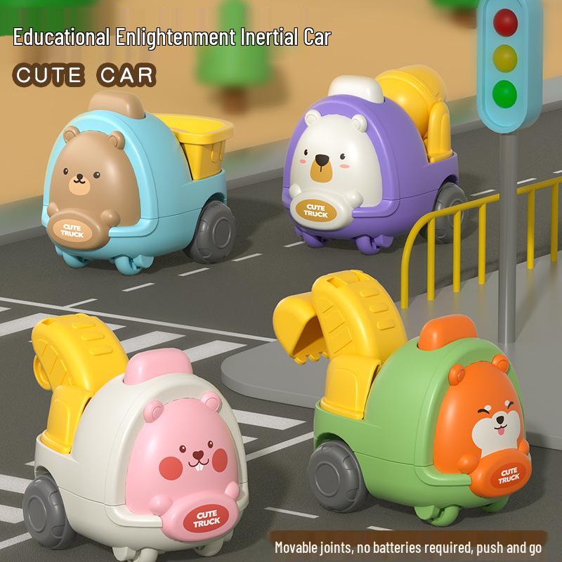 Cute Cartoon Animal Construction Vehicle Toy - Educational Gift for Boys & Girls