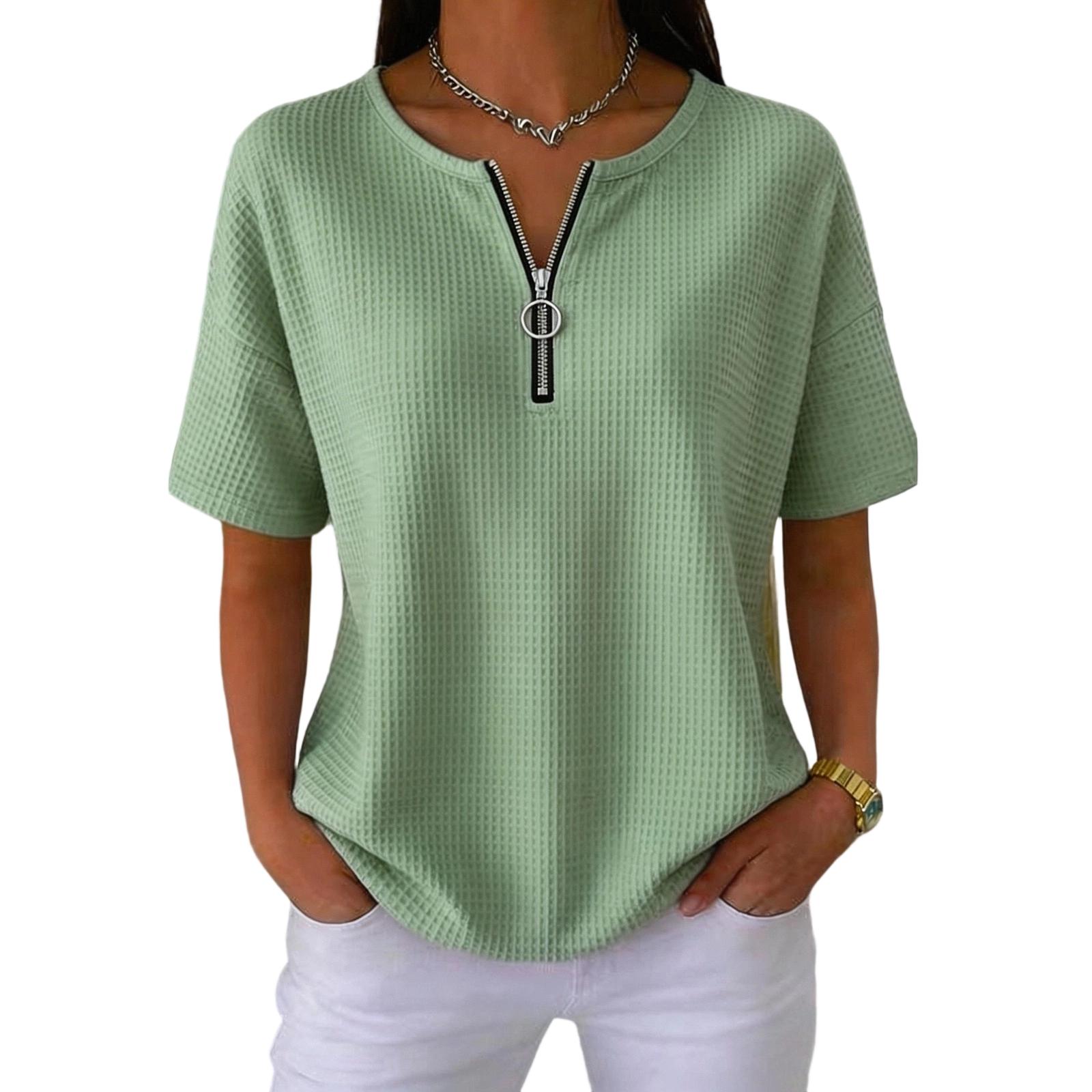 Women s Fashionable Casual Short-sleeved Pullover Top L