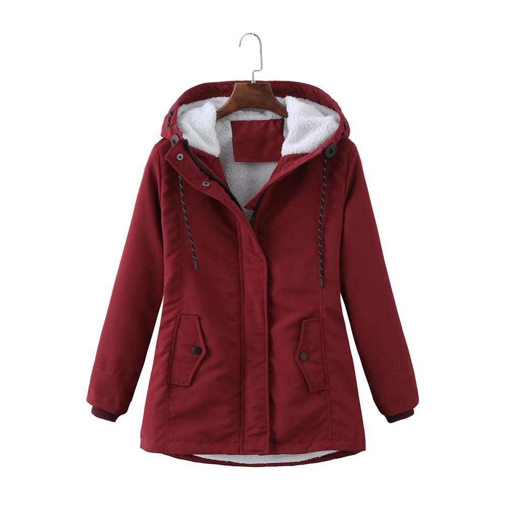 European Women's Hooded Lambskin Parka - Winter Warm Cotton Coat