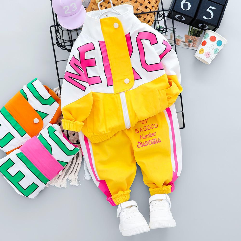 Moda Primavera Autunno Neonata Vestiti Bambini Ragazzi Casual Lettera Giacca Pantaloni Due Pezzi Set Bambino Cotone Costume Bambini Tute