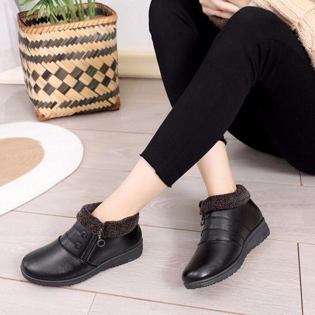 2025 one-pedal velvet cotton shoes to keep warm mother shoes non-slip thickened middle-aged and elderly cotton shoes flat-bottomed non-slip gran