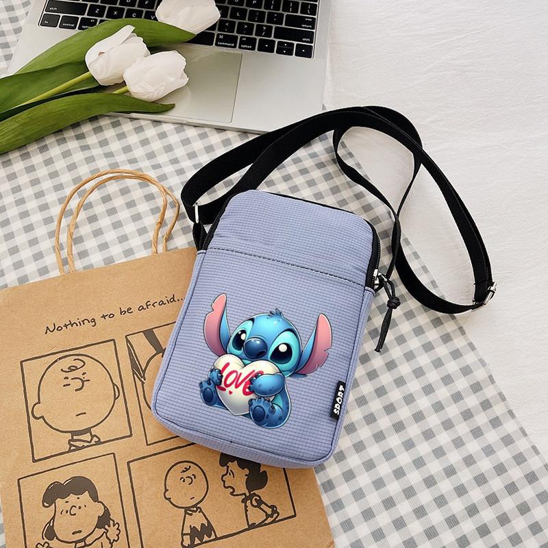 Pattern Stitch Anime Single Shoulder Crossbody Square Bag With Secure Zipper