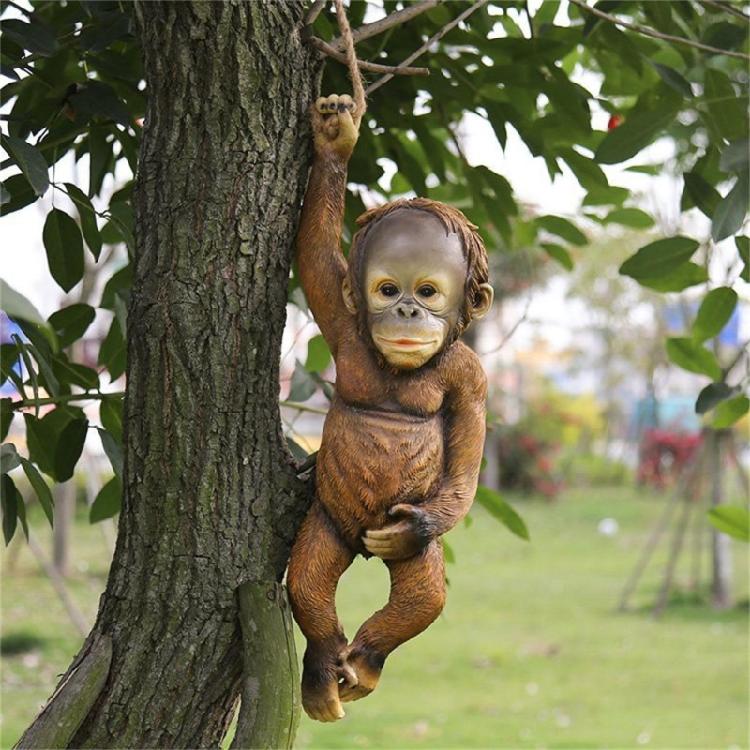 Monkey Hanging Miniature Sculpture Resins Animal Decorative Figurine Ornament For Garden Patios Wall Or Shelf Decors