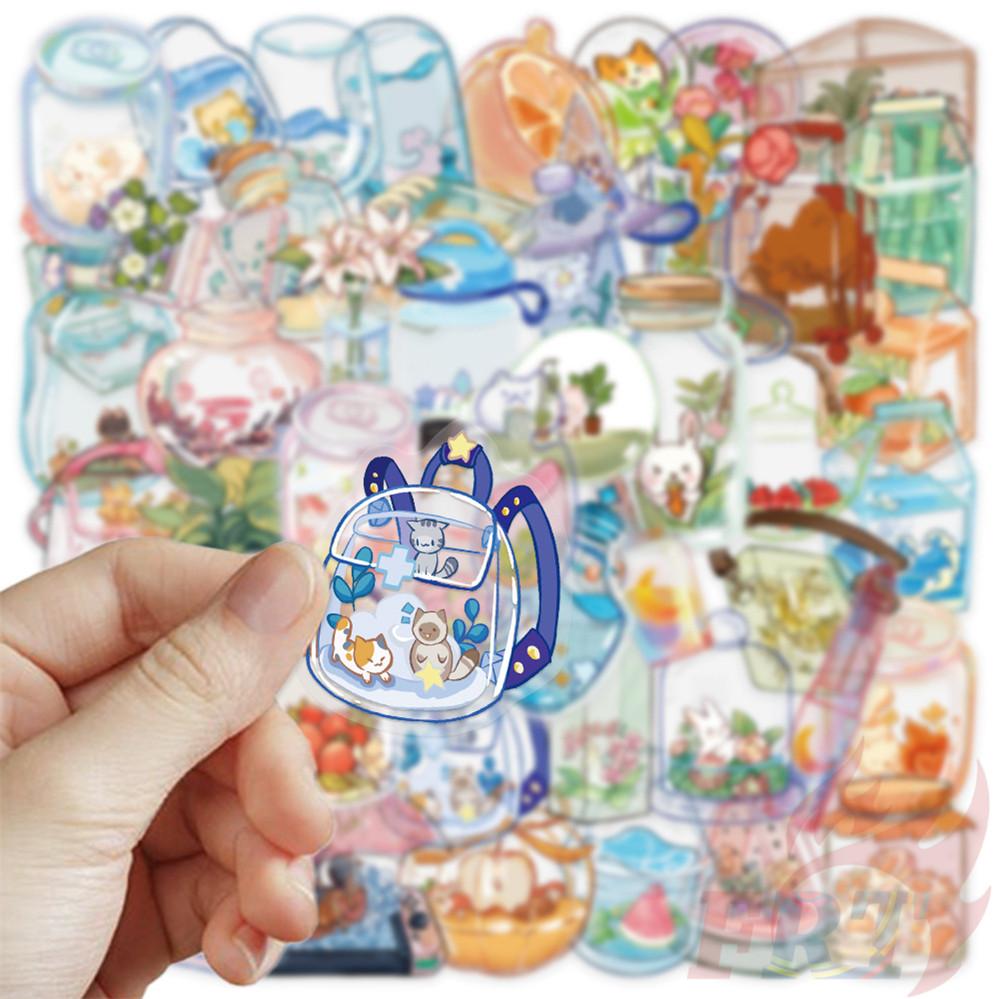 50Pcs/Set Crystal Bottle Art PET Stickers Waterproof DIY Fashion Doodle Decals Stickers