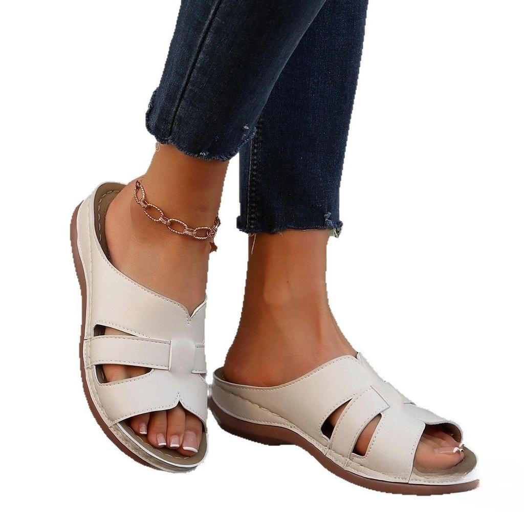 Offene Damen-Sandalen mit Plateau-Absatz und dicker Sohle, ein Riemen - Strandschuhe