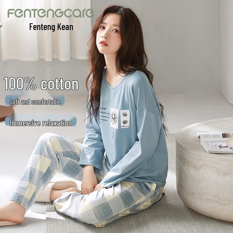 FENTENGCARE Women s Cotton Lounge  Pajama Set M
