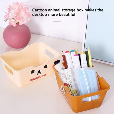 Portable Storage Box With Handle Cartoon Bear Pattern Mini Rectangular Desktop Box