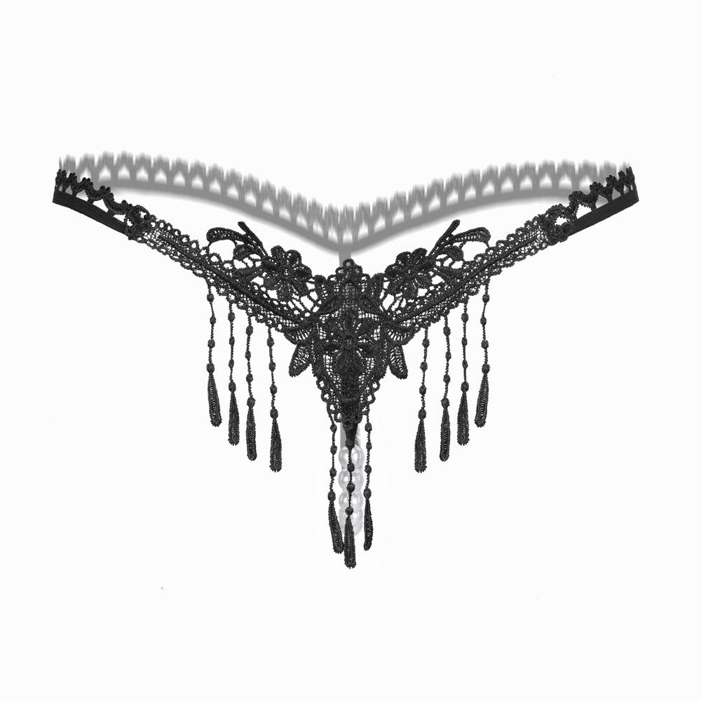 [Free Shipping] Sexy Thong, Hot Lace Embroidered Transparent Seduction Underwear, Women's Low Waist Hollowed Out T-back