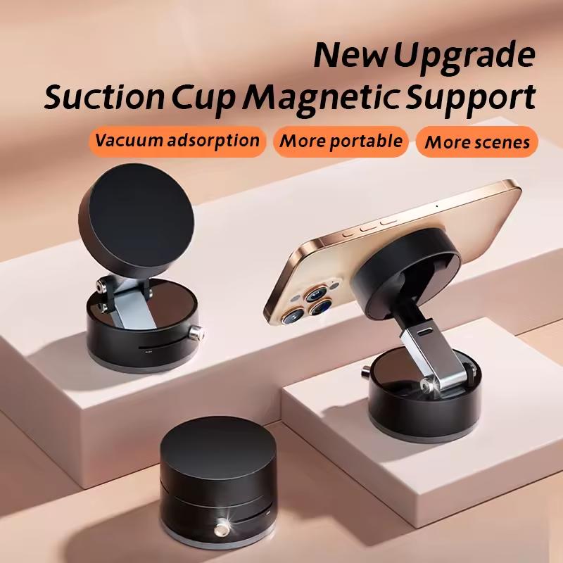 360° Adjustable Vacuum Magnetic Suction Cup Phone Holder Hand-Free Foldable Kitchen Lazy Phone Bracket for Magsafe iPhone Xiaomi