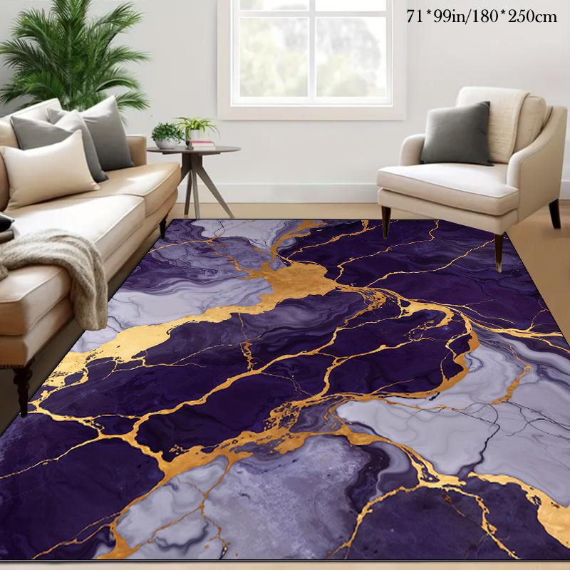 Purple Marble Area Rug, Machine Washable Design, Versatile Indoor Outdoor Carpet, Stylish Home Decor, Non Slip Floor Mat
