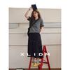Xiaoli Plus Size Women's Stretch Pure Cotton Comfortable Contrast Color Pinstripe Slim Looking T-shirt Summer round Neck Shoulder Short Sleeve