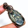 Moss Prehnite Gemstone Handmade Copper Wire Wrap Jewelry Pendant 2.17"
