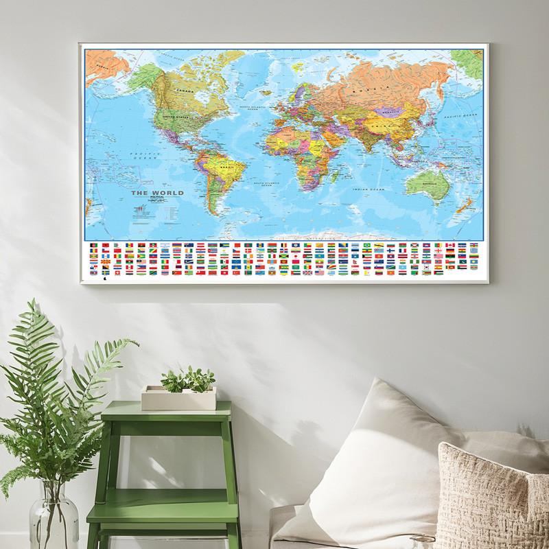 Polyester World Map,Educational Poster Print Wall Art Painting Background Banner,Travel Products,Wall Prints Posters Pictures Decor