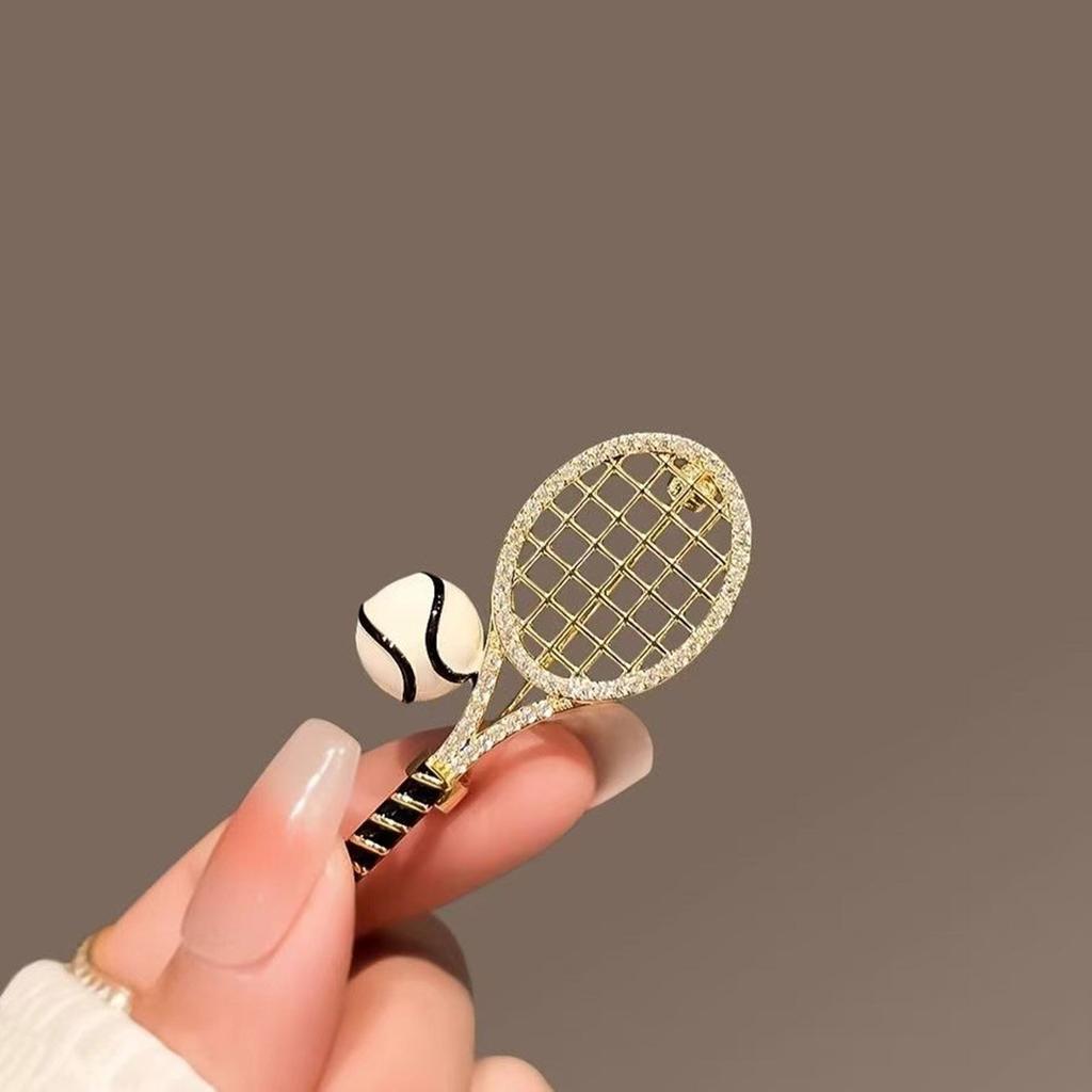 Sportowa Broszka-Pin w Kształcie Rakiety Tenisowej Stop Lekka Konstrukcja Bezpieczne Zapięcie Na Nieformalne Wydarzenia i Aktywności na Świeżym Powietrzu