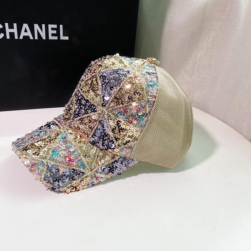 Chapeau tendance pour femmes printemps et été nouvelle casquette à paillettes pour femmes visière en maille chapeau de soleil casquette de baseball