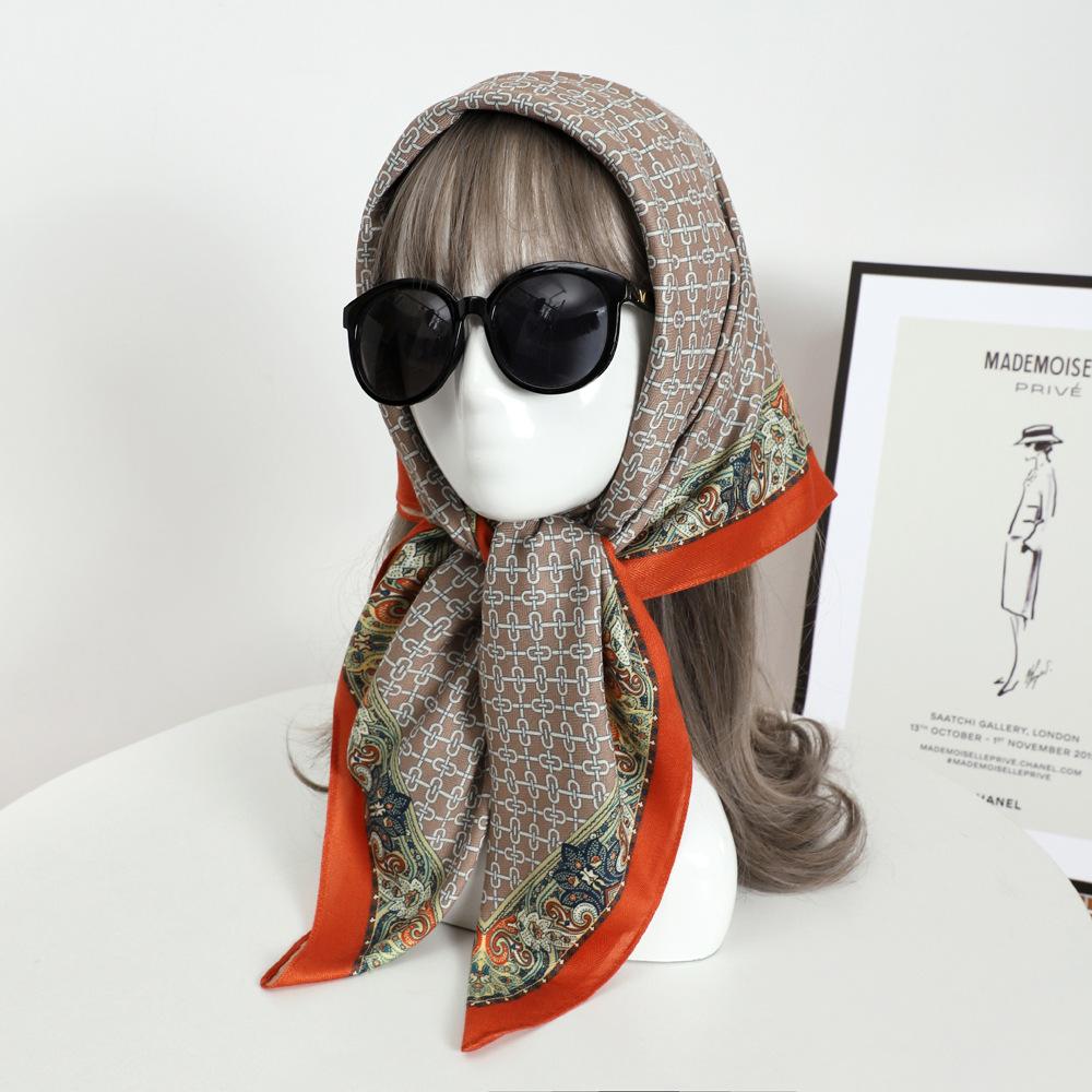 

Весенне-летний атласный длинный шарф для женщин, солнцезащитная шаль, модный атласный длинный шарф для красоты, универсальный дорожный шарф 90*90cm