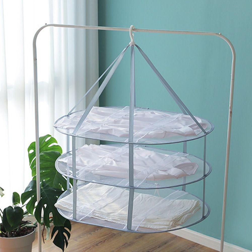 Multipurpose Clothes Drying Net Rack Folded Mesh Laundry Basket Hanging Mesh Rack Indoor Outdoor