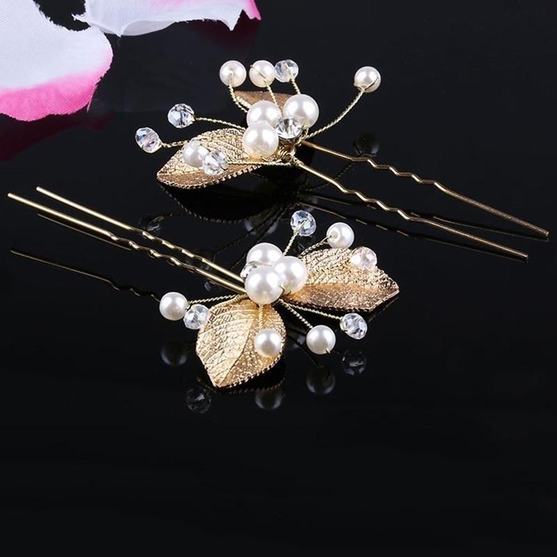 1Pcs New Flower Hairpin Bride Headdress For Women Pearl Mesh U-shaoped Hair Clips Fashion Girls Wedding Hair Accessories Jewelry