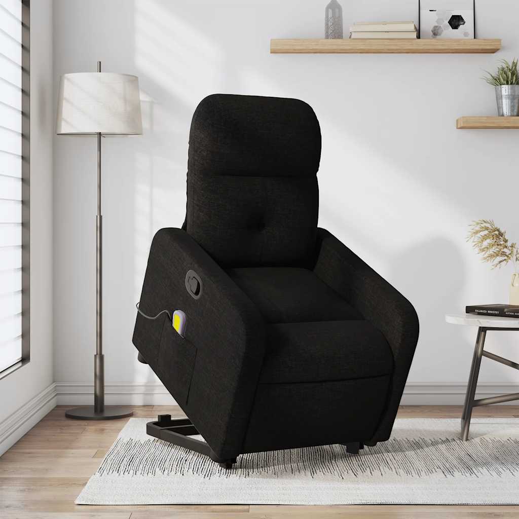 Massage Recliner with Rising Aid Black Fabric