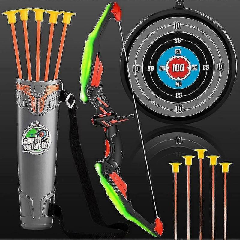 Bow And Archer Set - Archery Toy Set - Led With 13 Suction Cup Arrows, & Quiver