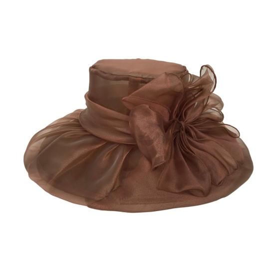 Women Sun Hat Organza Bowknot Decor Wide Brim UV Protection Hat Lightweight Breathable Foldable Tulle Hat Headwear