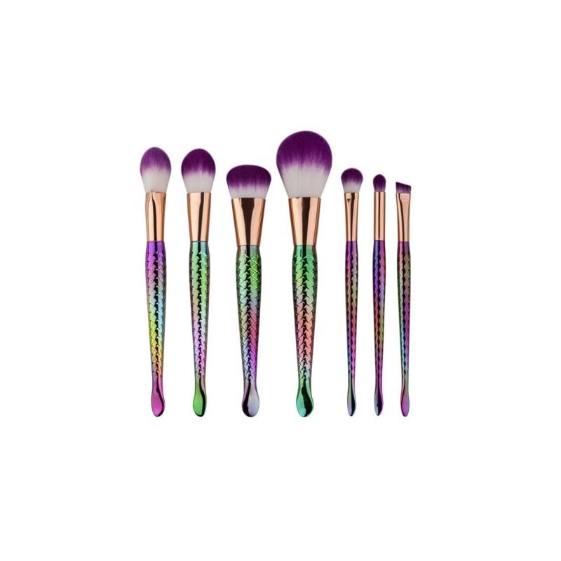Mermaid Makeup Brush Set With Artificial Fiber Cosmetic Tools For Beauty Enthusiasts