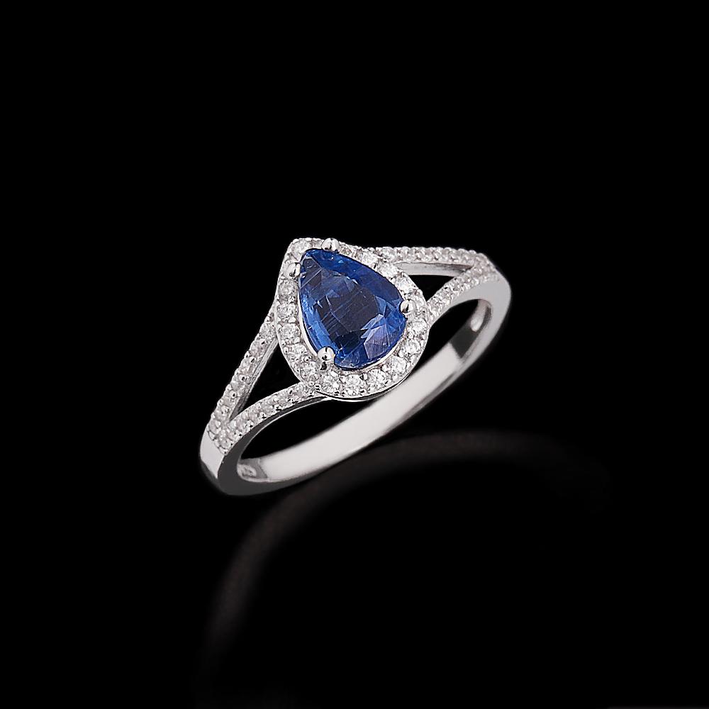 

Exquiste 925 Sterling silver women s ring natural Kyanite pear 6*8mm gemstones Simple designed fine jewelry for daily gifts US RING SIZE:9# синій