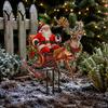 Christmas Garden Stakes Santa Claus Stake, Acrylic Yard Sign, Retro Style Outdoor Decor Reindeer Sleigh Ornament for Lawn Patio Planter Winter Accents