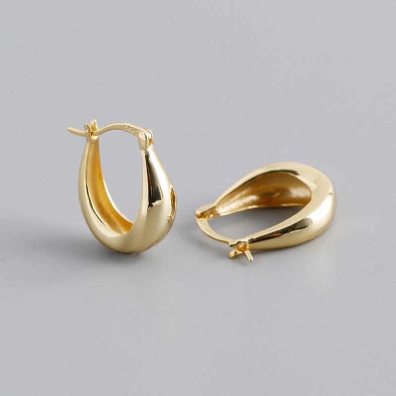 Elegant U-Shaped Stud Earrings Women Gold Plated Sterling Geometric Fashion Jewelry Daily Wear 925 Sterling Silver