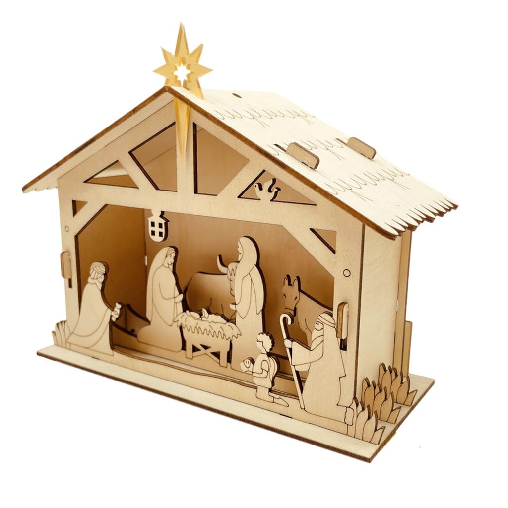 Artistic Wood Moon And Star Display Ornament With LED Light Perfectly For Personalizing Home Decoration