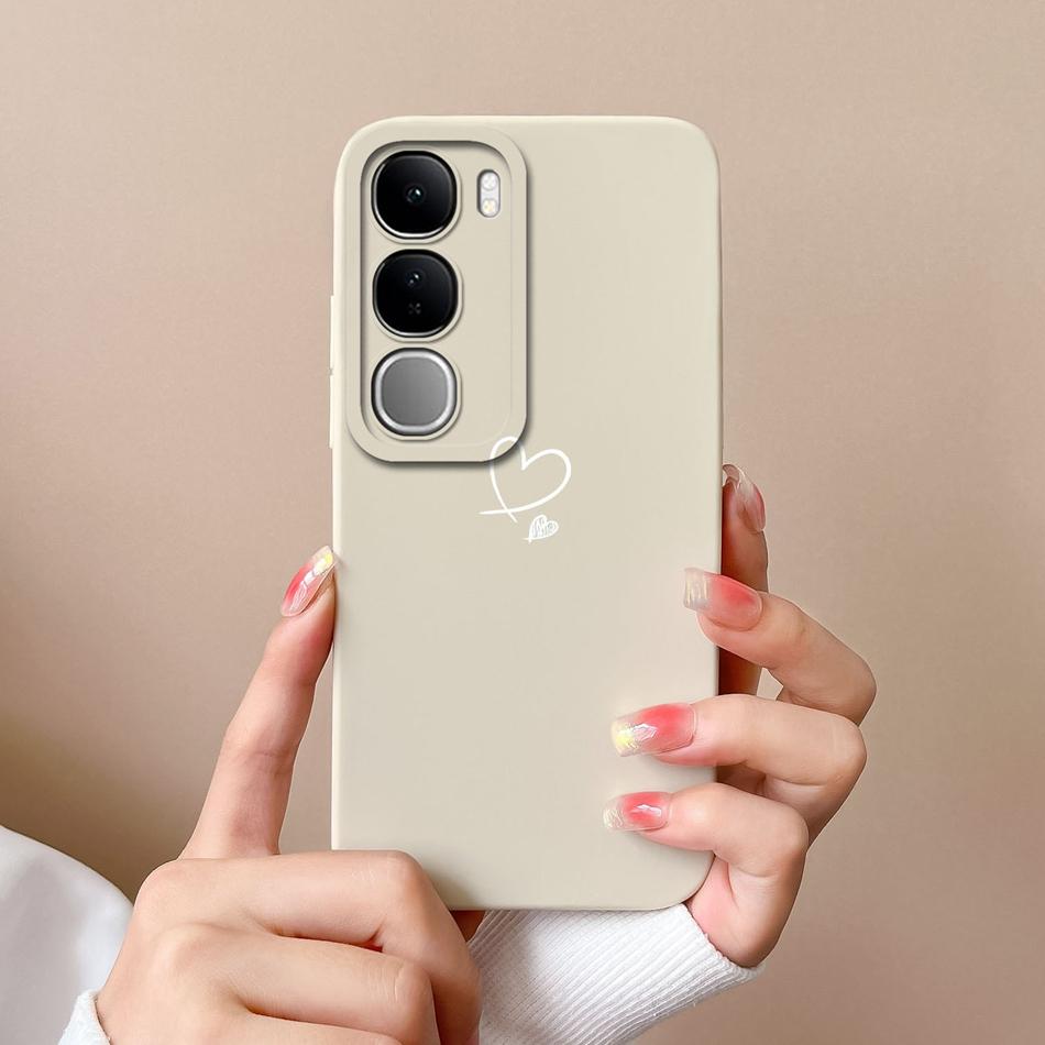 For Vivo V40 Lite V40SE Y200 Y300 Case Simple Heart Liquid Silicone Camera Protection Back Cover For Vivo V 40 Lite V40 SE Funda