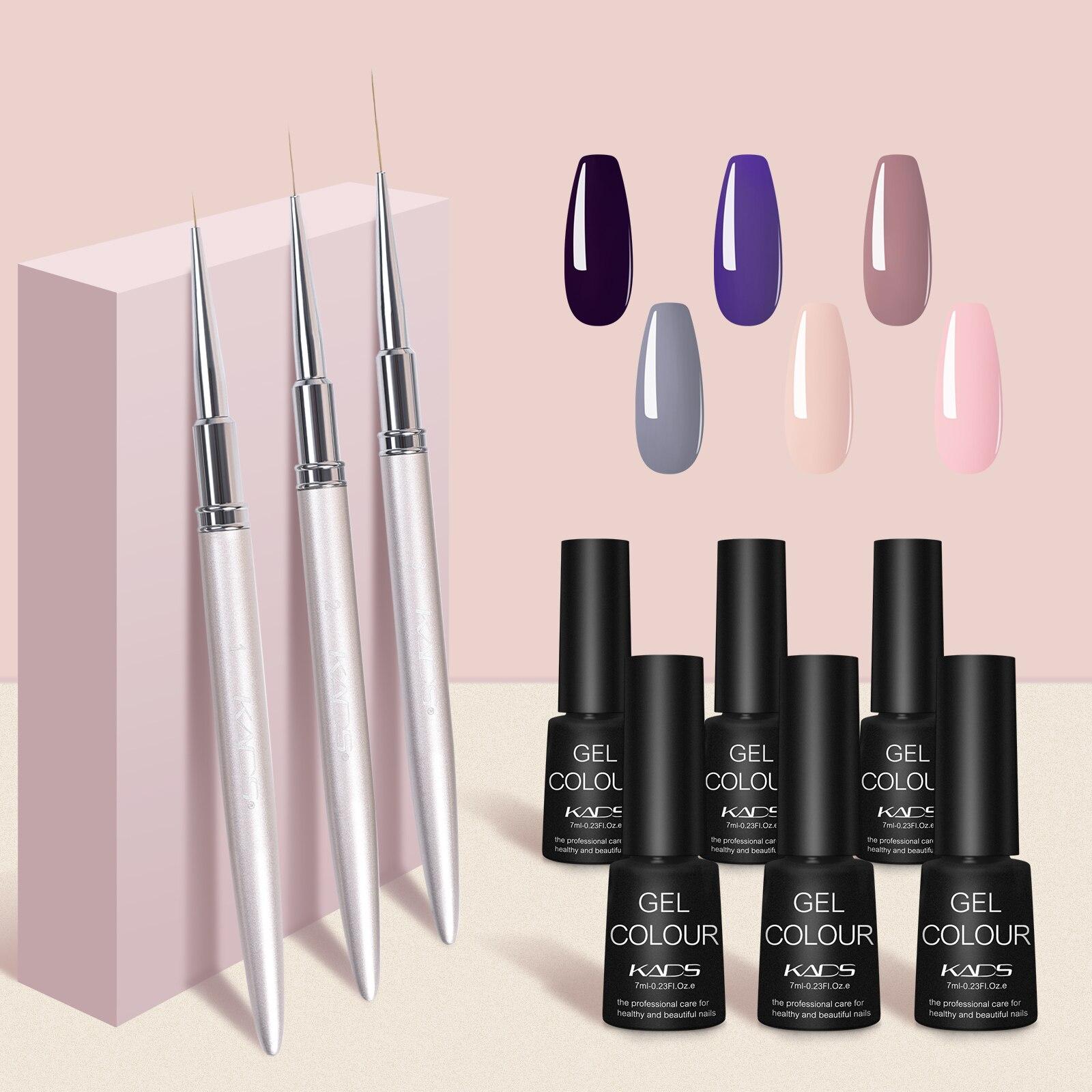 

Гель-лак для ногтей 6 бутылочек с 3 кистями для дизайна ногтей, набор кистей для дизайна ногтей 7 мл, замачиваемый лак, полуперманентный светоотражающий блеск